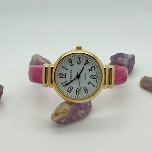 Wincci Pink Leather Cuff Watch NIB Large Face